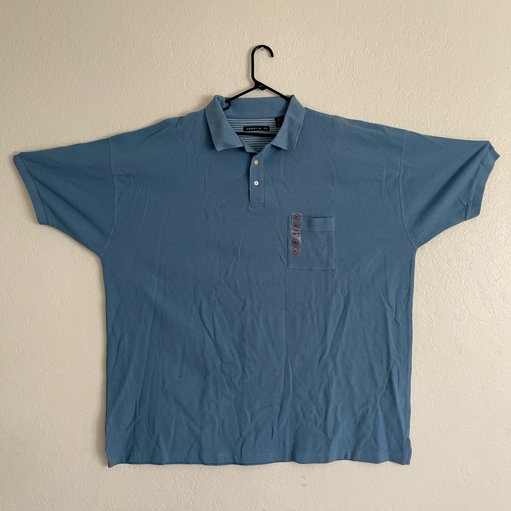 NEW Robert Stock Collared Blue Shirt 5XLT